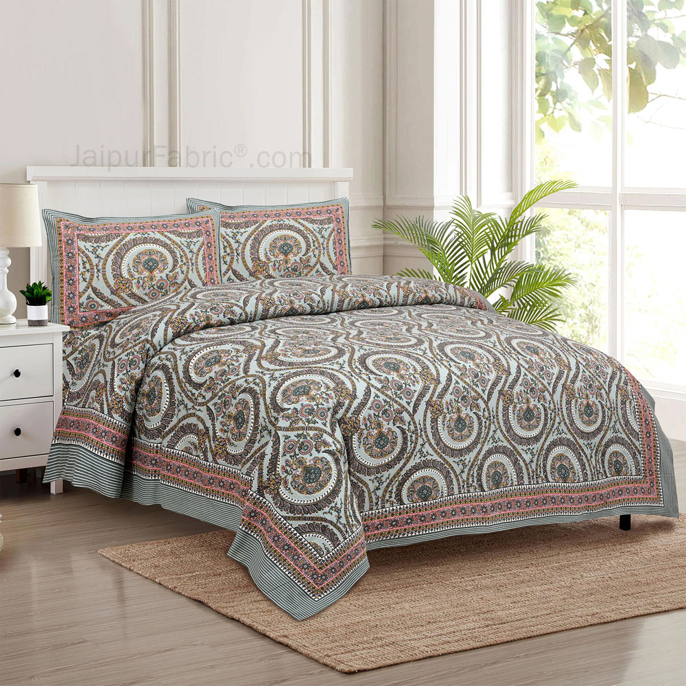 Grey Charm Jaipur Fabric Double Bed Sheet