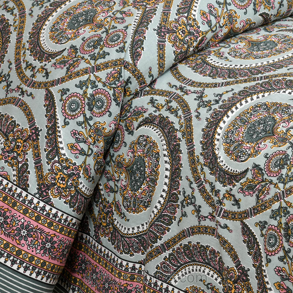 Grey Charm Jaipur Fabric Double Bed Sheet