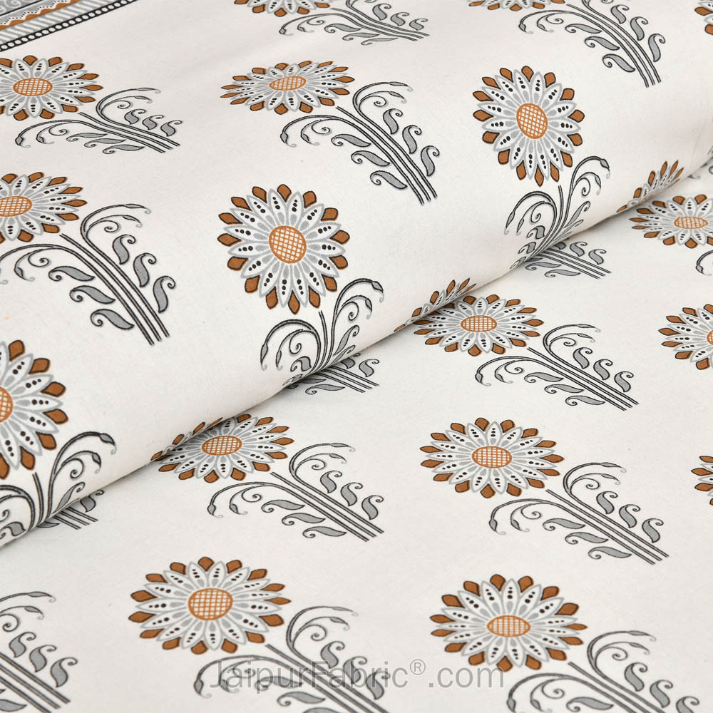 Awarded Print Grey Jaipur Fabric Double Bed Sheet