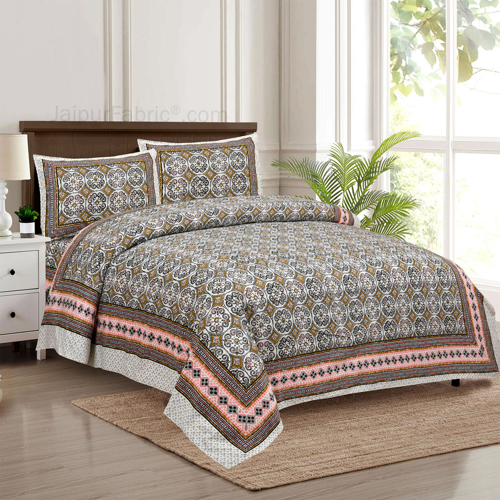 Gray Pattern Jaipur Fabric Double Bed Sheet