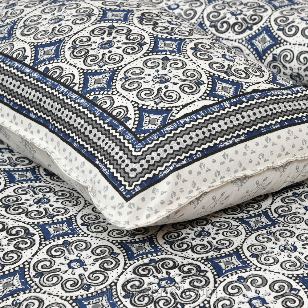 Blue Pattern Jaipur Fabric Double Bed Sheet
