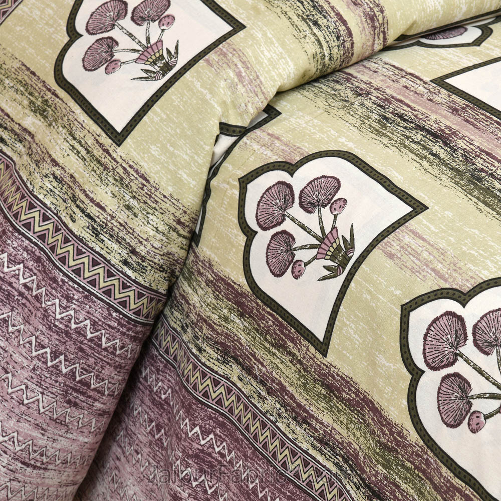 Jharokha Mauve Jaipur Fabric Double Bed Sheet