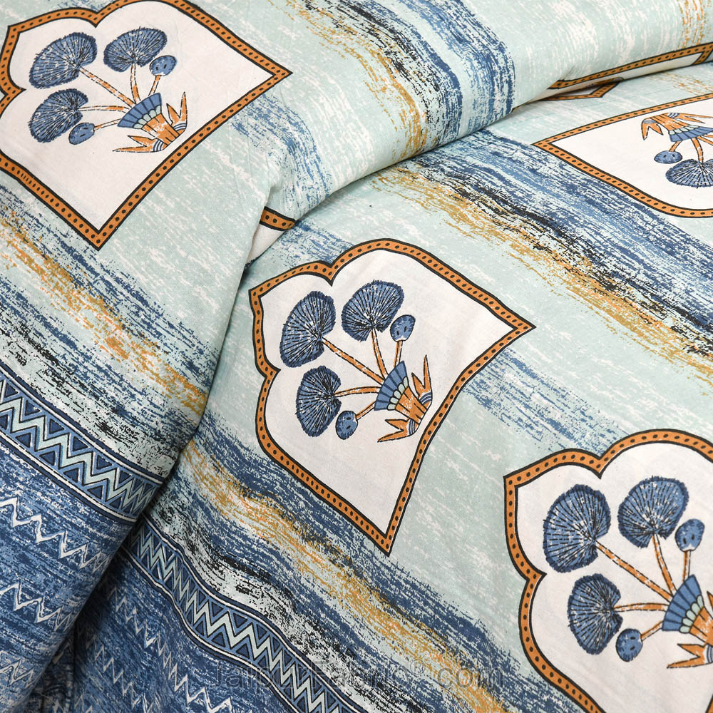 Jharokha Blue Jaipur Fabric Double Bed Sheet
