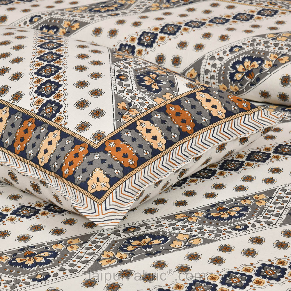 Lienage Grey Jaipur Fabric Double Bed Sheet