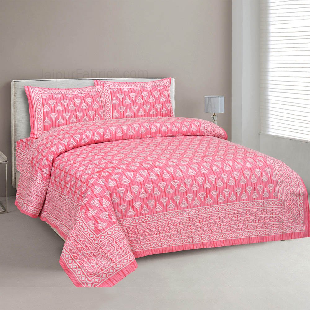 Artistic Pink Jaipur Fabric Double Bed Sheet