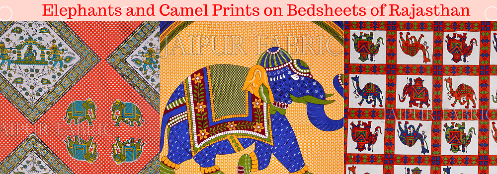 Elephants and Camel Prints on Bedsheets of Rajasthan