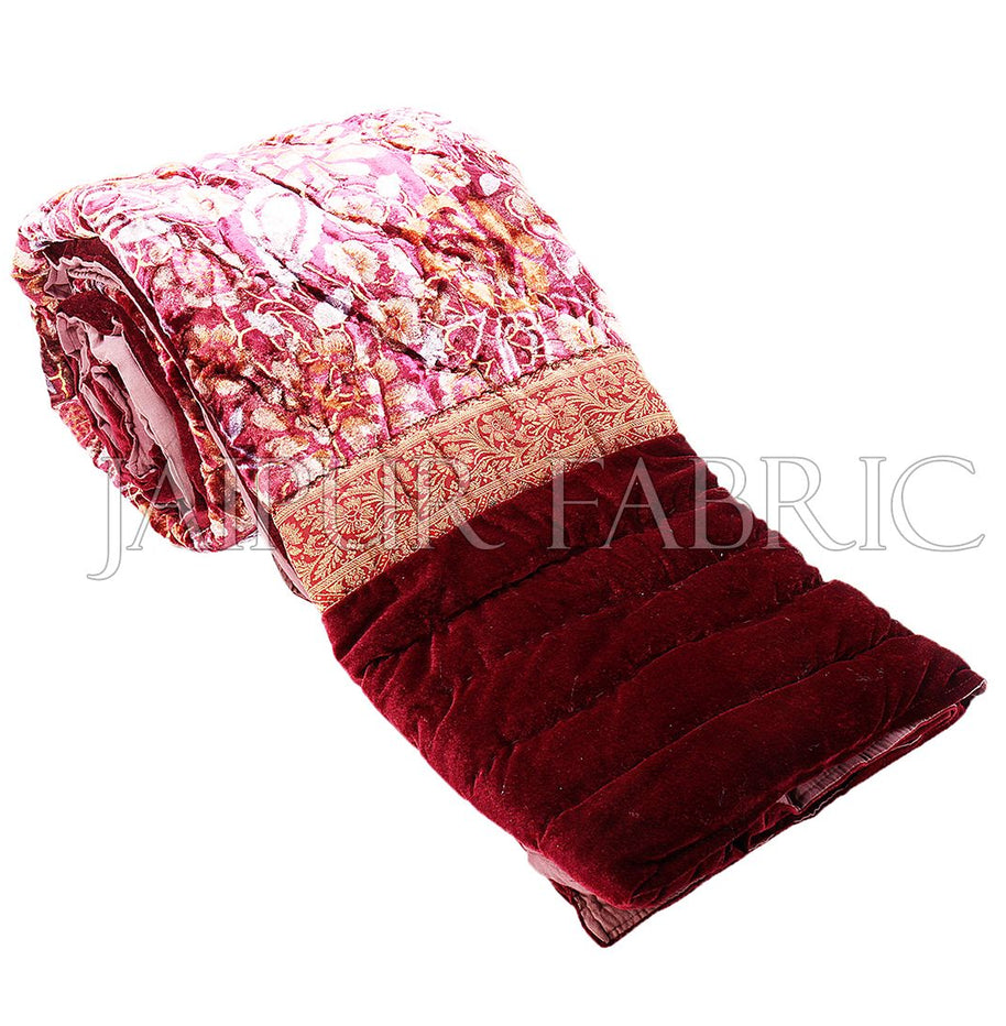 Maroon Velvet Double Bed Quilt