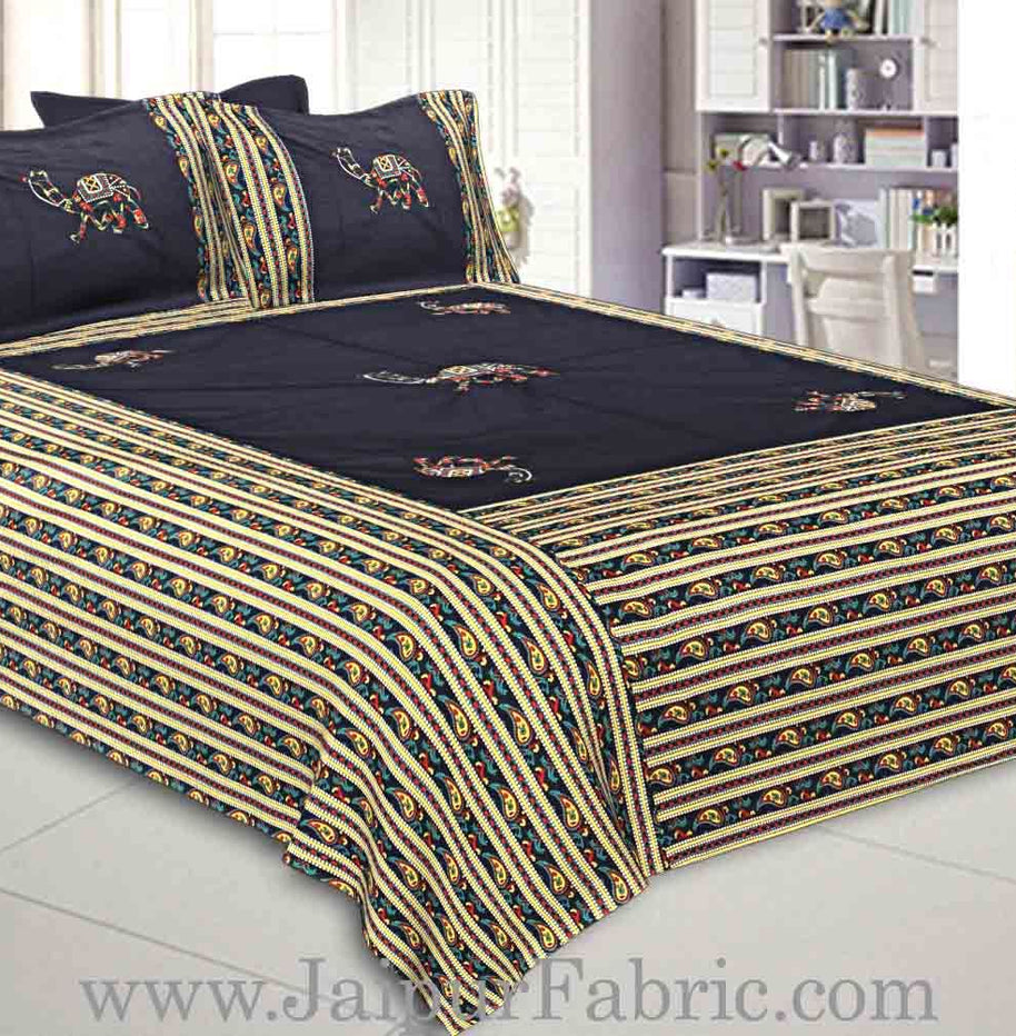 Double Bedsheet Patchwork  Camel  Design With Two Pillow Cover