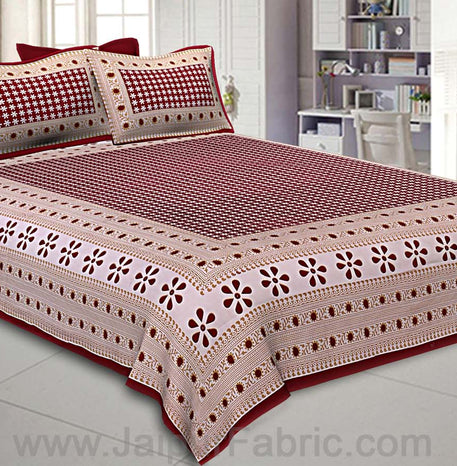 Double Bedsheet Blood Red Color Rangoli Print