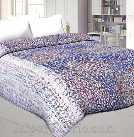 Cambric Cotton Double bed Reversible Dohar with Blue Spring Petals