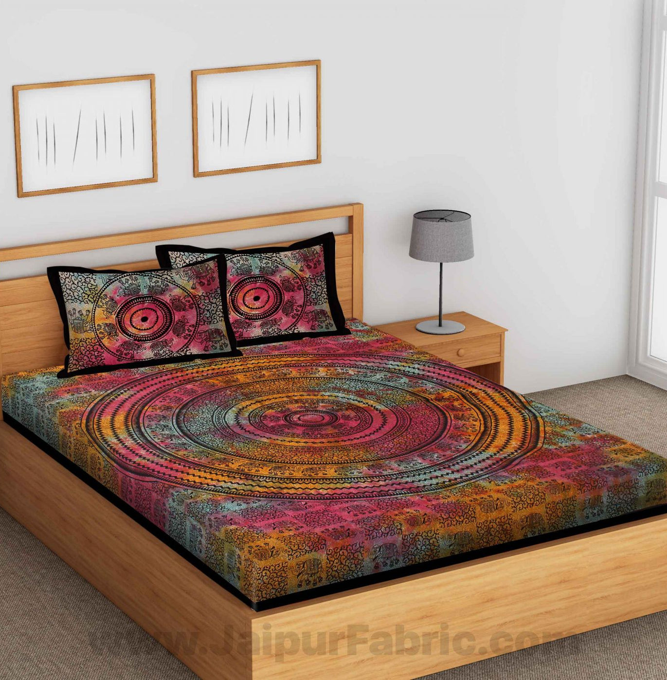 Tie Dye Mandala Print  Bed Sheet with 2 Pillow Covers cum Tapestry