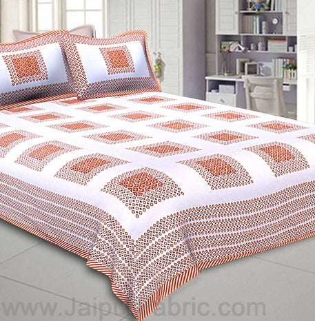 Double Bedsheet Brown Checks Cotton