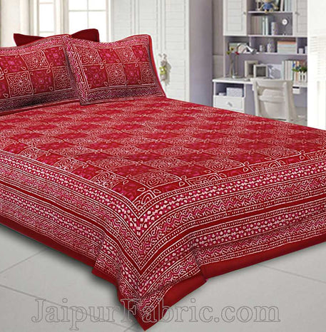 Double Bedsheet Dabu Indigo Dye Red Geometric Patteren