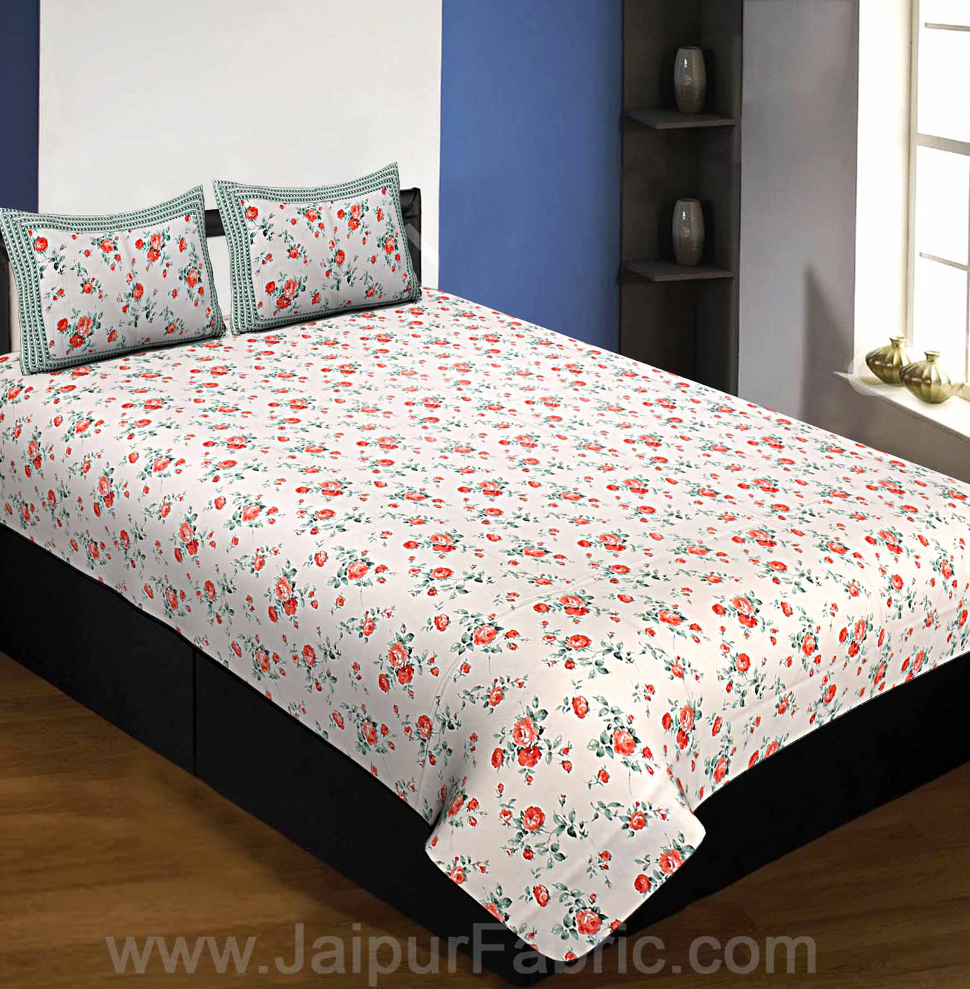 Pure Cotton 240 TC Single Bedsheet in pink bouquet print taxable