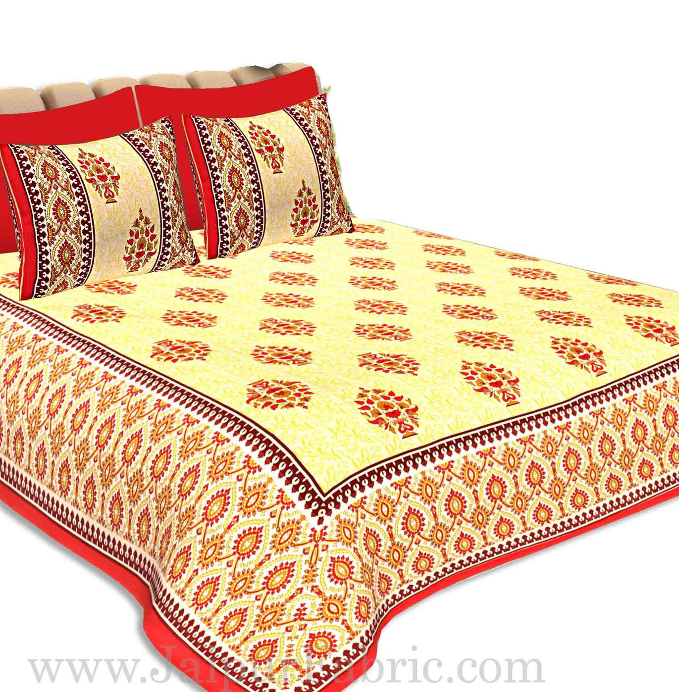 Double Bedsheet Red Border Big Boota Print