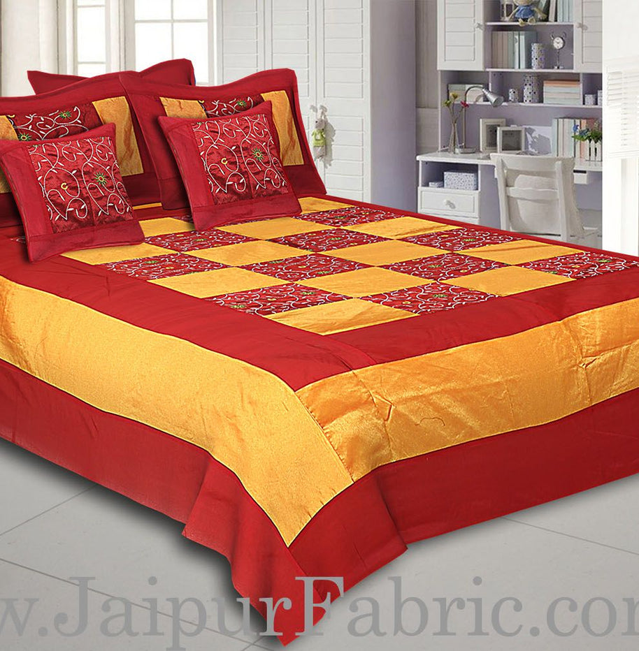 Maroon With Embroidery Silk festive Double Bed sheet