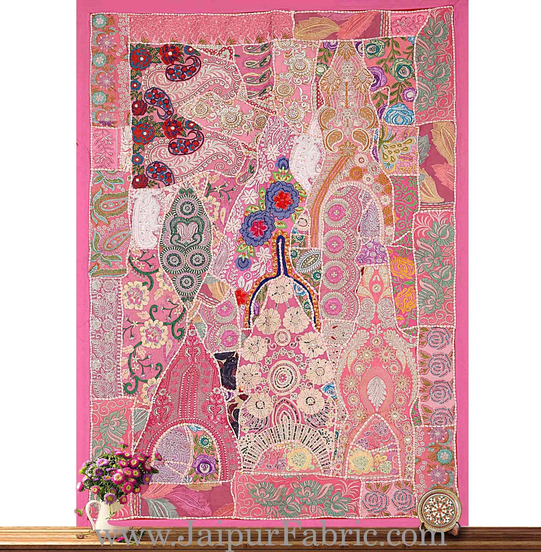 Wall Hanging Embroidered Patchwork With Multi Thread Work