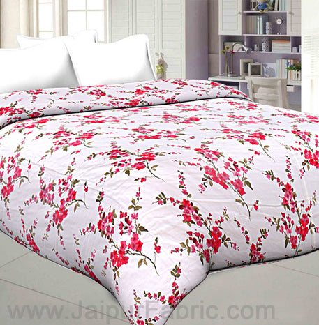 Muslin Cotton Double bed Reversible mulmul Dohar in Red floral print