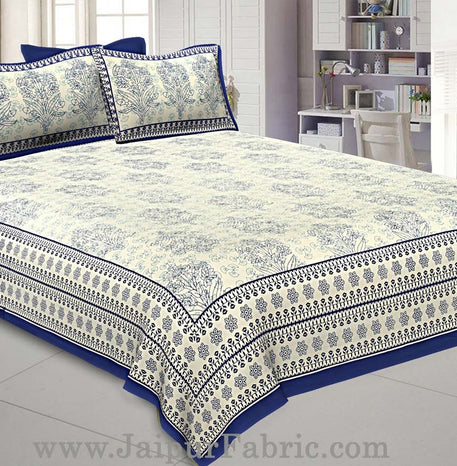 Blue Gamla block Double Bedsheet With 2 Pillow covers