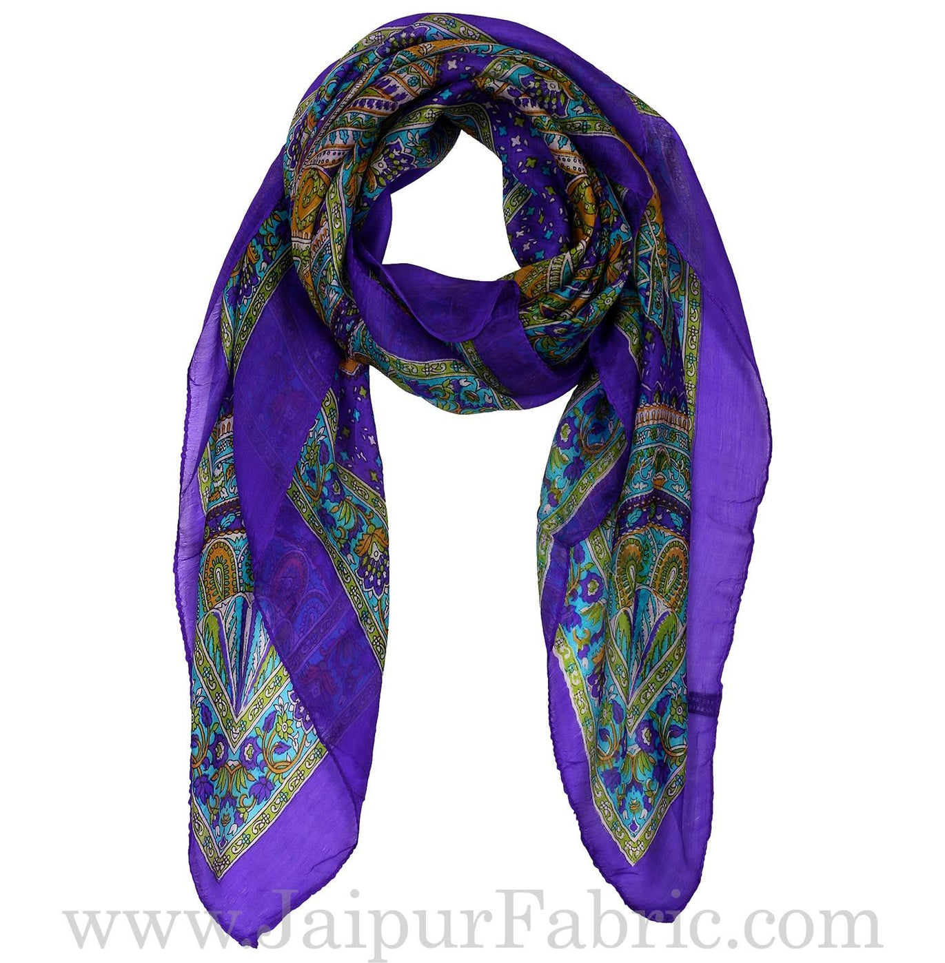 Silk Scarf Royal Blue Paisely Look