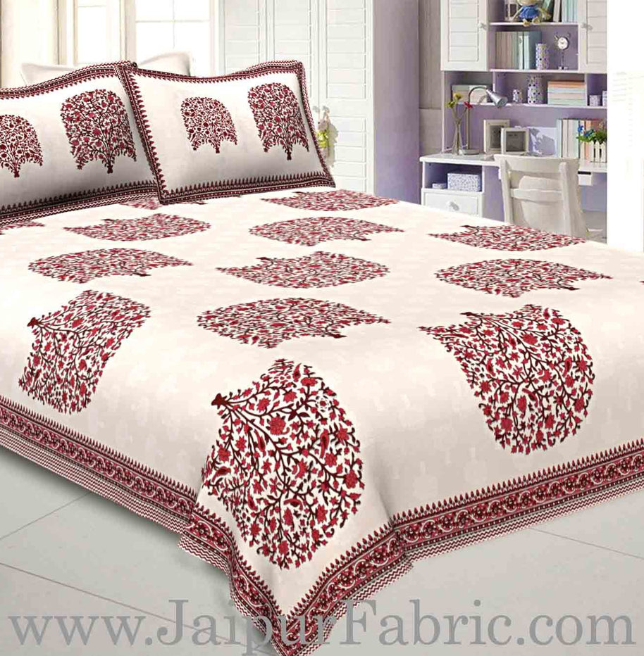 Double bedsheet Red Small Tree Smooth Cotton Screen Print