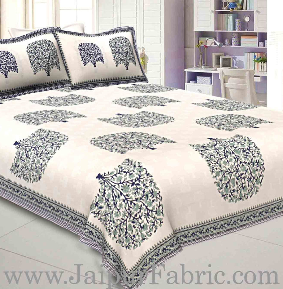 Double bedsheet Grey Small Tree Smooth Cotton Screen Print