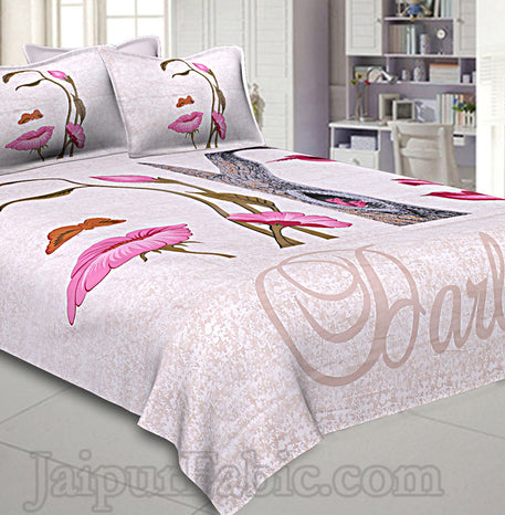 Illusion Magic Pink 240 TC Double Bedsheet