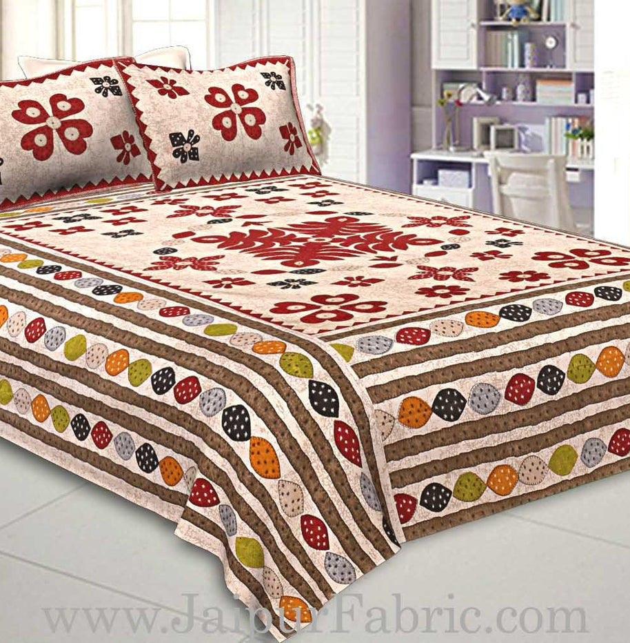 Double Bedsheet Cream Base Barmeri Rangoli Print