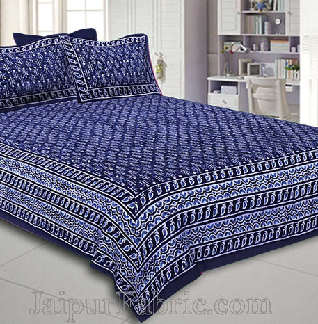 Double Bedsheet Dabu Indigo Dye Navy Blue Hand Block Print