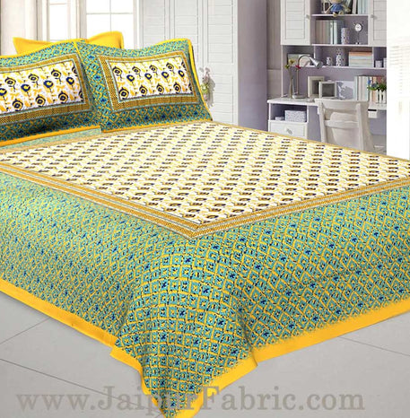 Floral BedSheet Double Bed with Yellow Base