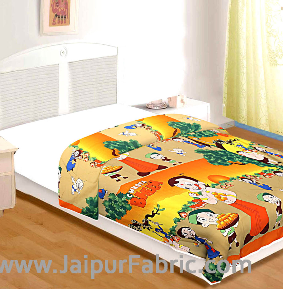 Multi Color Chota Bheem Printed Single Bed Dohar