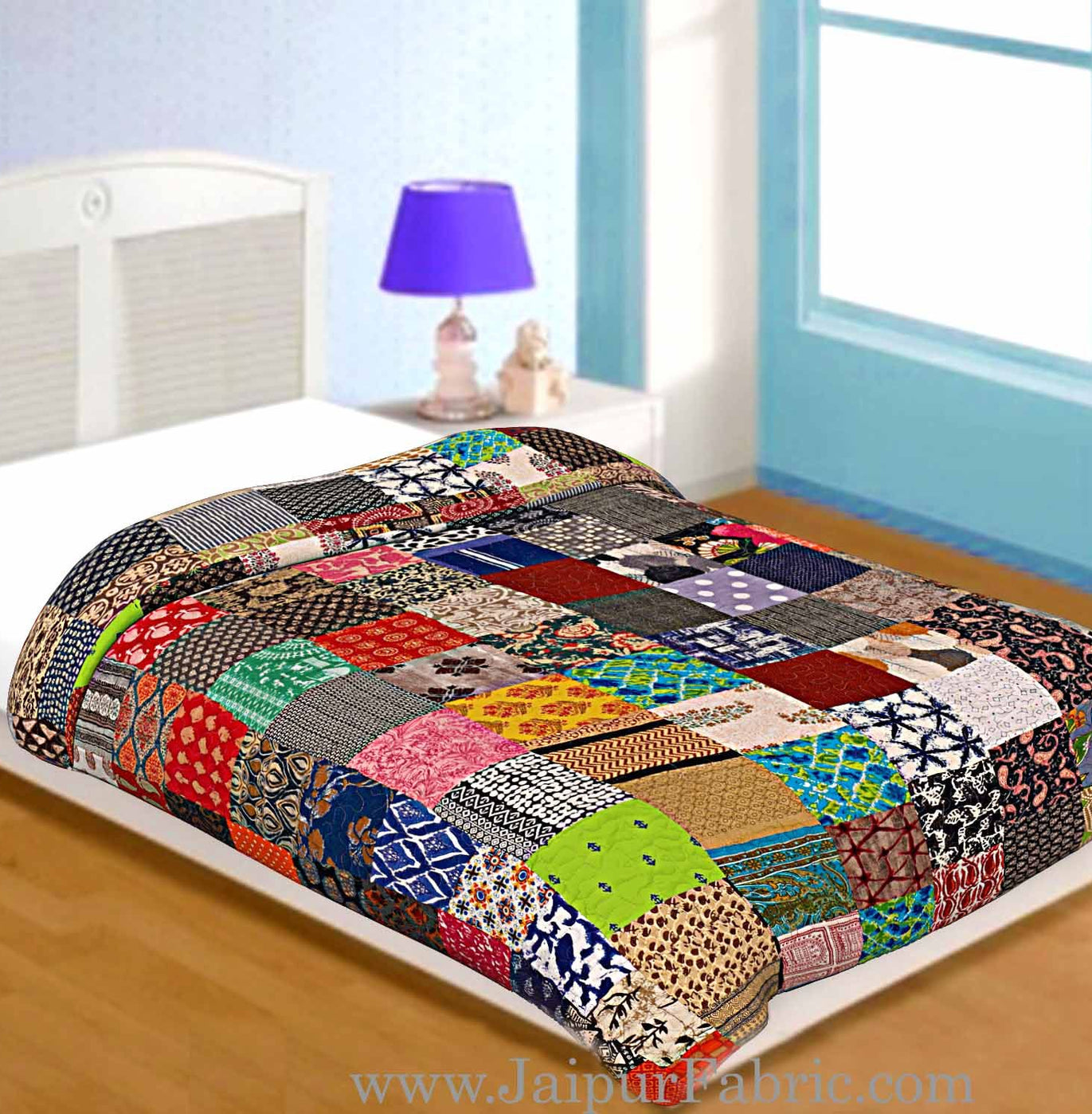 Patchwork AC Quilt/Blanket Soft Designer Single Bed - Multicolor (Multi)