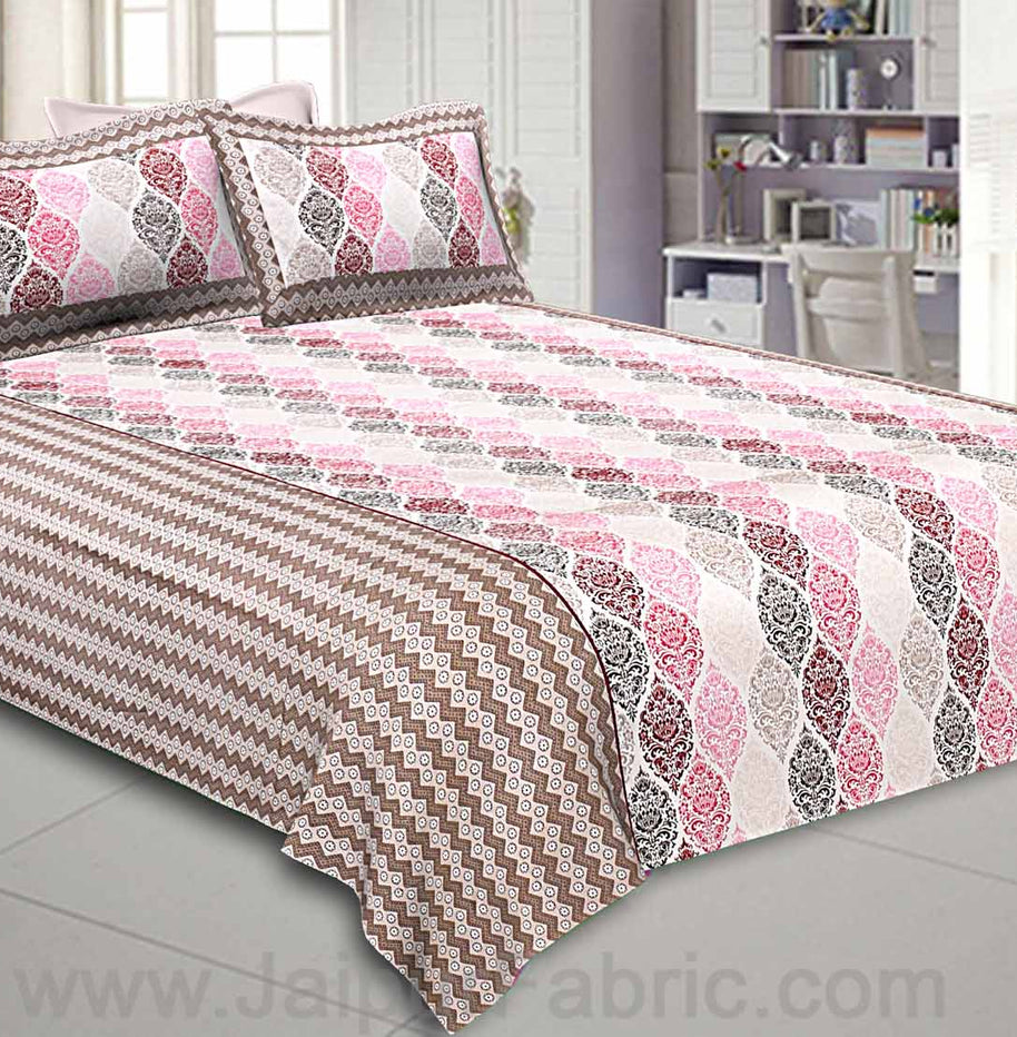 Double Bedsheet Brown Pink Retro Pattern