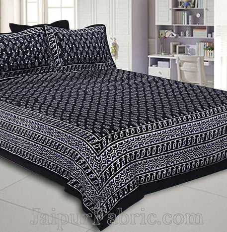 Double Bedsheet Dabu Indigo Dye Black Hand Block Print