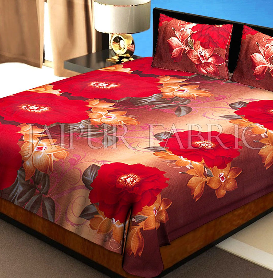 Multi Color Floral Print Cotton Single Bed Sheet