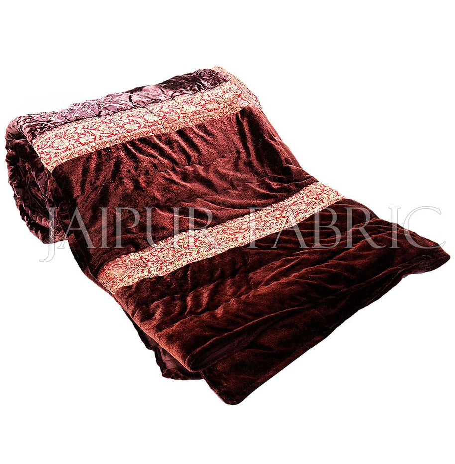 Brown Velvet Double Bed Quilt