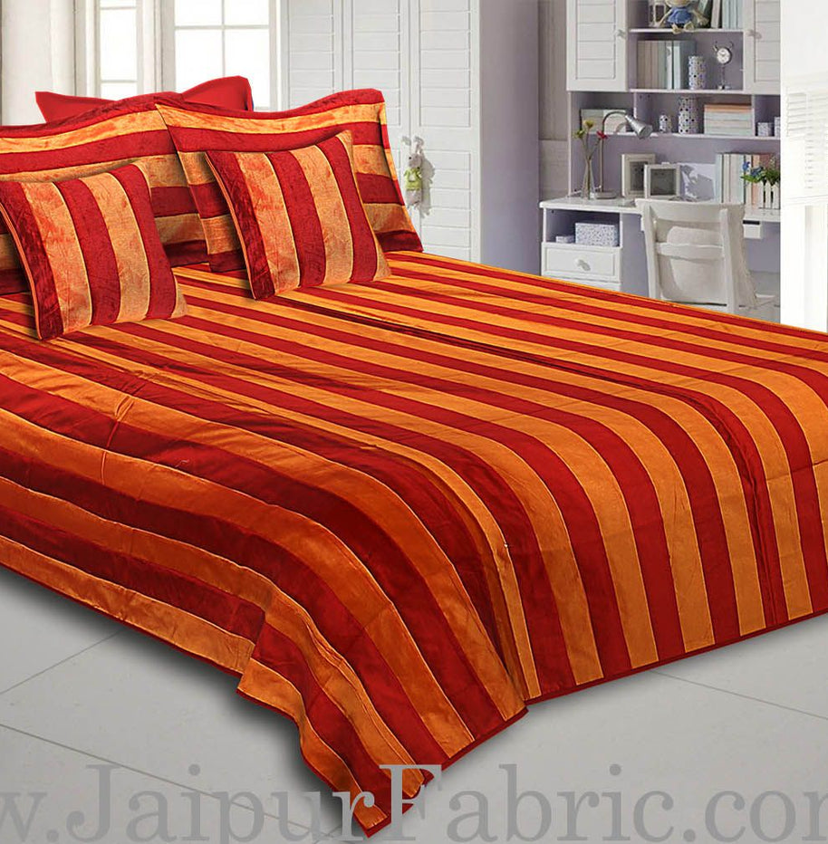 Yellow And Maroon Color Long Lining Silk festive Double Bed sheet