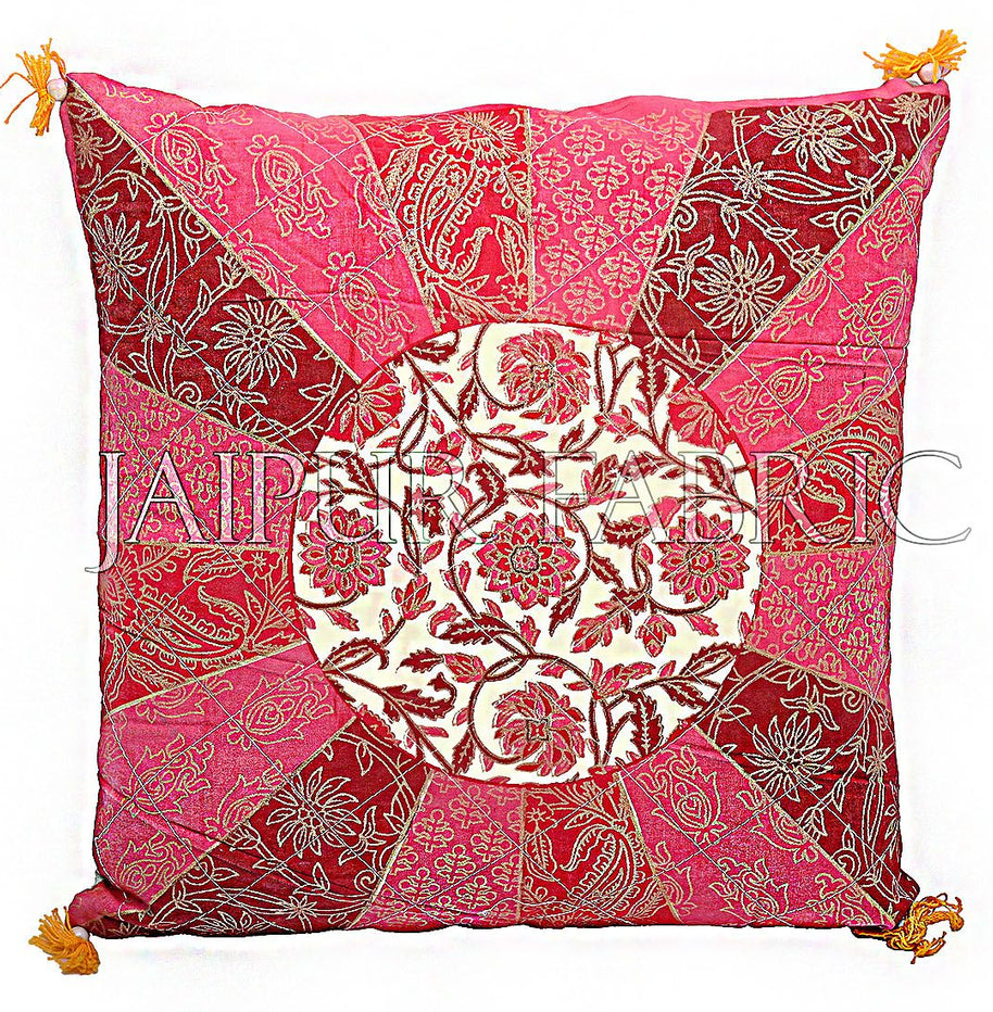 Peach Color Rangoli Print Cotton Cushion Cover