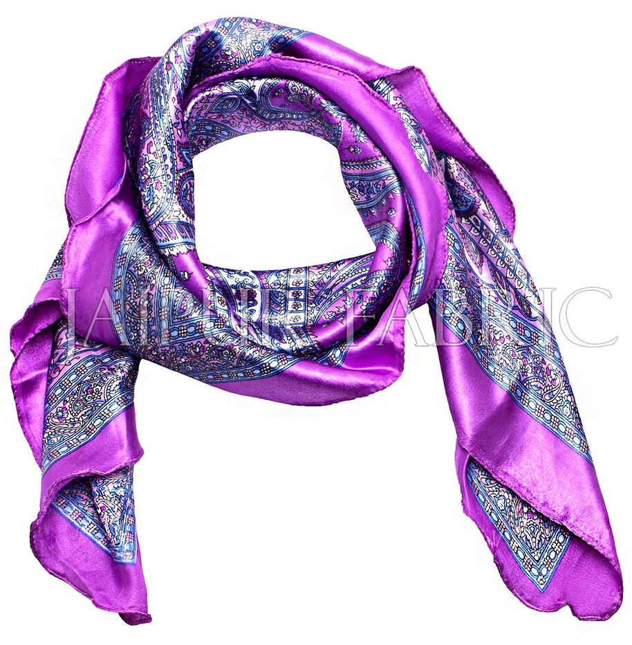 Purple Color Jaipuri Keri Print Silk Scarf