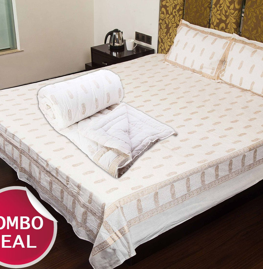 COMBO9 - Set of Double Bed Sheet and Double Bed Quilt