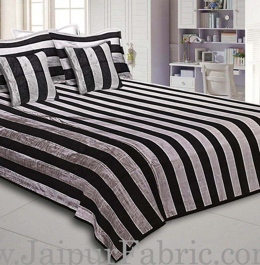 Gray And Black Color Lining Silk festive Double Bed sheet