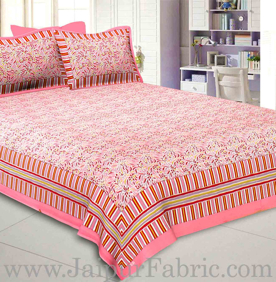 Flamingo Pink Abstract Double Bedsheet