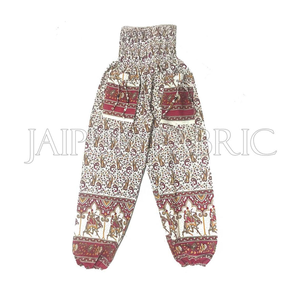 Multi Color Red Bottom Block Print Tropical Design Cotton Afghani