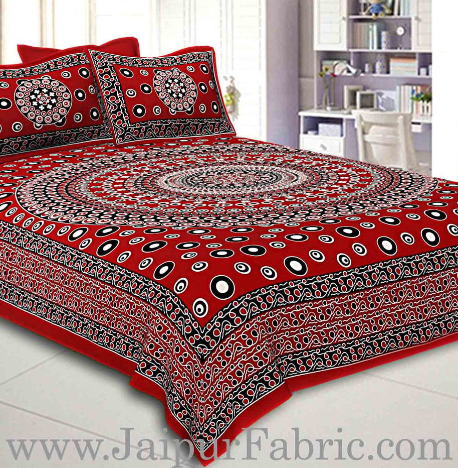 Double bedsheet Maroon Color  Rangoli Pattern Smooth Touch With 2 Pillow Cover