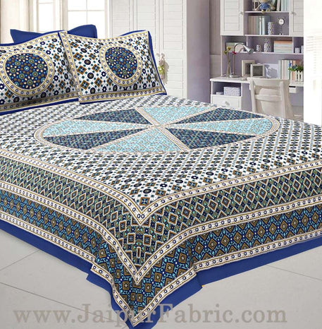 Sanganeri Double Bedsheet in Royal Blue shade