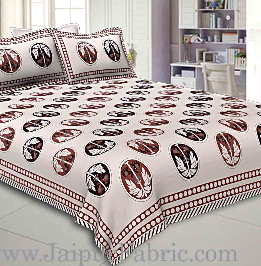 Double Bedsheet Grey  Border  Fine Cotton  Dark Tree Print