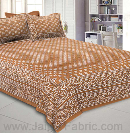 Double Bedsheet Dusty Brown Small Leaf Print