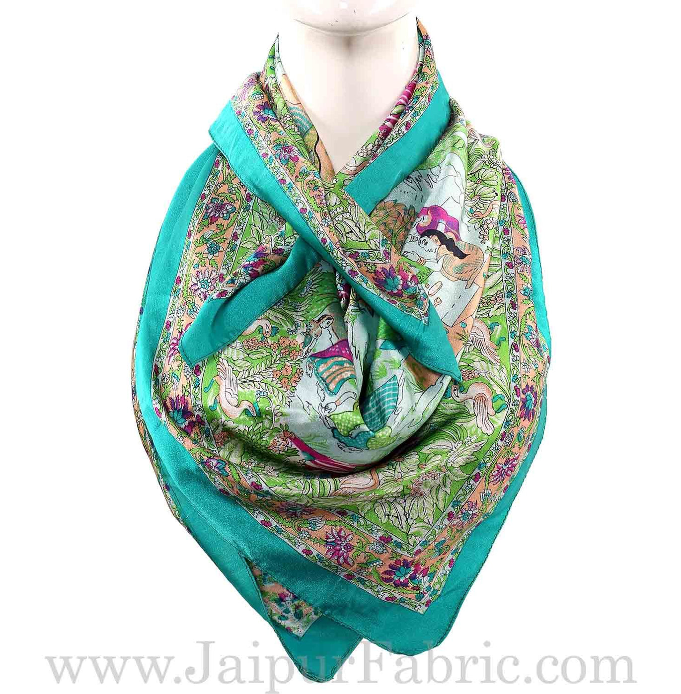 Silk Scarf Turquoise Modern Design