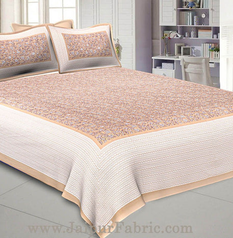 Floral Double Bedsheet Brown base with 2 Pillow Covers