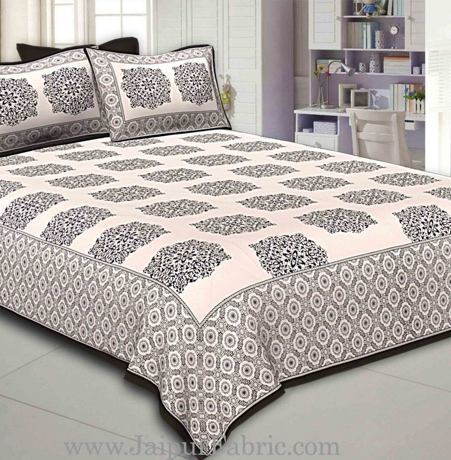 Black Border With big Boota Super fine cotton Double bedsheet